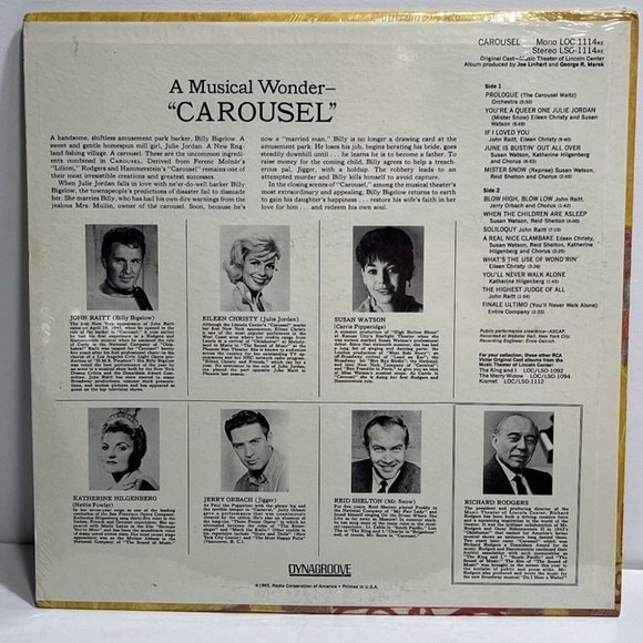 Carousel Original Cast (1965) Vinyl LP Album Record - LSO 1114 - RCA Victor~ NEW - Picture 2 of 8